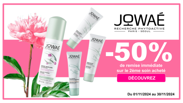 JOWAÉ -50% de remise immédiate sur le 2ème soin acheté, le moins cher des 2, sur une sélection de soins